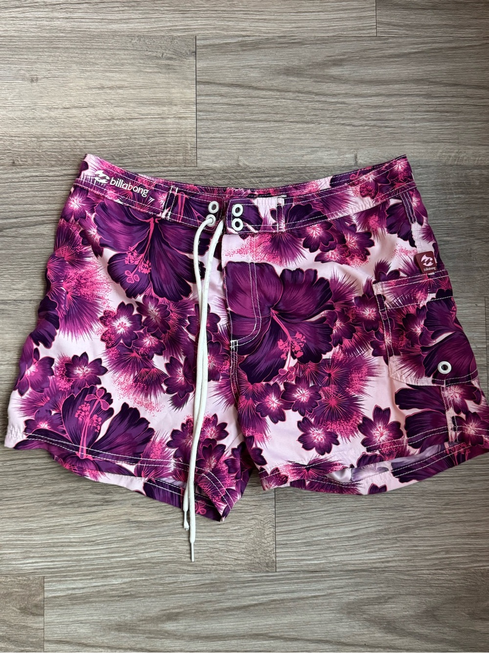 Billabong Purple Hibiscus Floral Board Shorts Vintage Swim Trunks Size 7